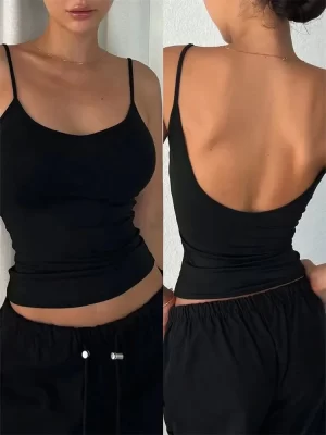 Backless Cami Crop Top Y2K Sleeveless Streetwear