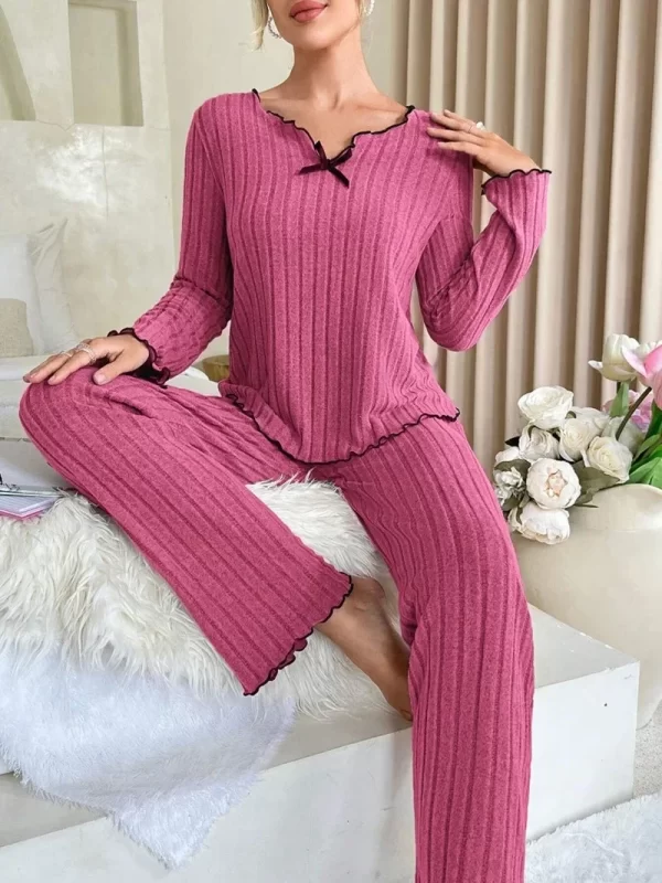 Women's Ribbed Pajama Set - Cozy & Stylish Sleepwear - Image 2