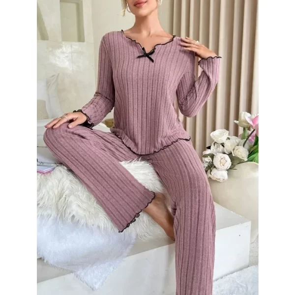 Women's Ribbed Pajama Set - Cozy & Stylish Sleepwear - Image 5