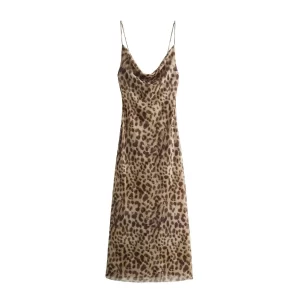 Leopard Print Backless Summer Dress – Sleek & Stylish