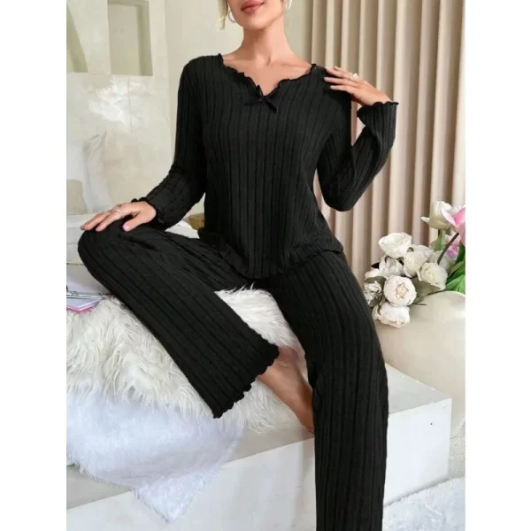 Women's Ribbed Pajama Set - Cozy & Stylish Sleepwear - Image 6