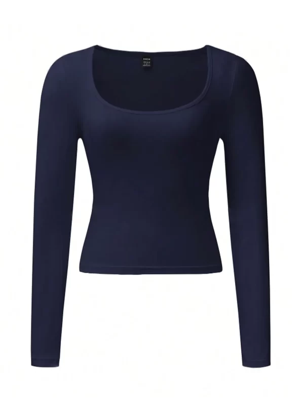 U Neck Long Sleeve Fitted T-Shirt for Women  2024 - Image 3