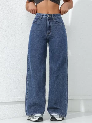 High Waist Wide Leg Jeans for Women – Retro Streetwear