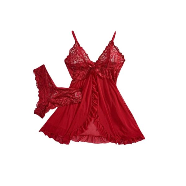 Lace Ruffle Lingerie Set – Sexy G-String & Slip Dress