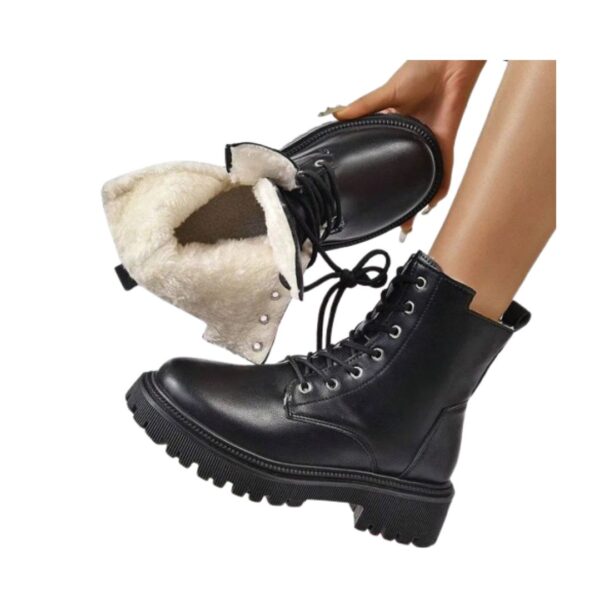 PU Leather Warm Winter Boots – Lace-Up & Non-Slip Design