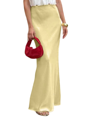 High Waisted Yellow Maxi Skirt for Women Streetwear