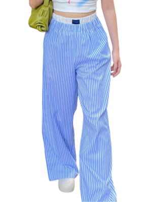 Striped Wide Leg Pants Women High Waist Streetwear